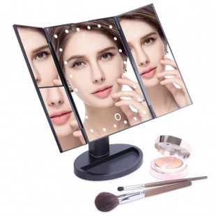Alpexe Miroir Maquillage Lumineux LED Grossissant 10x Écran Tactile Rotation de 180 ° sur Pied NOIR