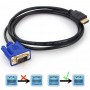 Alpexe Câble Adaptateur Convertisseur Plaqué d'Or HDMI vers 15pin VGA Mâle 1.8m