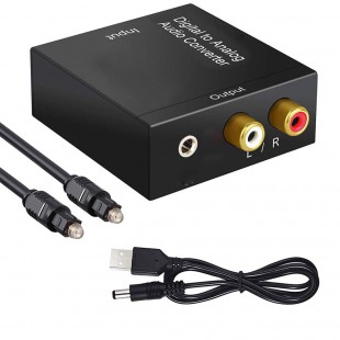 Alpexe Convertisseur Numérique-Analogique SPDIF Optique Coaxial Toslink vers RCA Audio Stéréo Analogique pour PS3 Xbox HD DVD PS