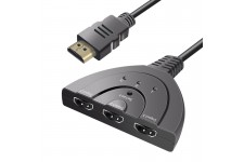 Alpexe Commutateur HD 3 x 1 Commutateur HDMI 3 Ports 1080P HDMI Hub Compatible avec HDTV PC Projector PS3 PS4 Xbox STB