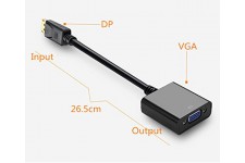 Alpexe Adaptateur DisplayPort vers VGA, 1080P Full HD, Noir
