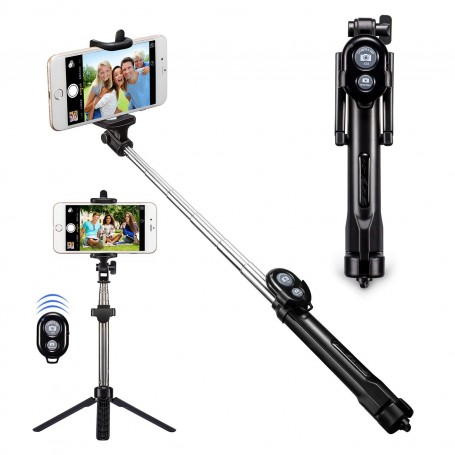 Alpexe MINI monopode Bluetooth à distance + Selfie bâton trépied + 3 en 1 extensible