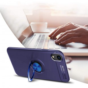 Alpexe Coque avec Bague iPhone 11 Pro/XS/S 360° Support Voiture Magnetique Couleur Bleu