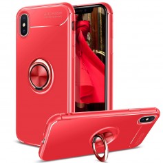 Alpexe Coque pour iPhone 11 Pro/XS/S Rouge pivotant à 360 degrés TPU et aimants pour Voiture 