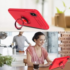 Alpexe Coque iPhone 11 Pro Max/ XS Max avec Anneau, Rotation Bague Support Arriere Rouge
