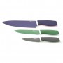 750 G Lot de 3 Couteaux Rainbow - 9 / 13 / 20 cm - Manches Rubber - Lames en acier 3Cr14