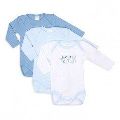 ABSORBA Lot de 3 Bodies bébé Garçon Placé Ma Collection de Doudou - Bleu Ciel Blanc
