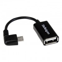 Adaptateur Micro USB coudé droit vers USB Host OTG - Câble Micro USB a angle droit vers USB Host OTG de 12 cm - M/F - UUSBOTGRA