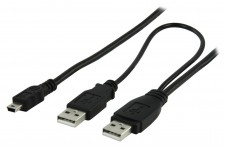 Valueline 2x USB2.0 A - mini USB B cable - 1.8m