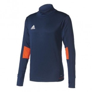 ADIDAS T-shirt d'entrainement manches longues Tiro 17 - Homme -Bleu foncé et Orange et Blanc