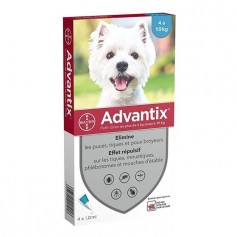 ADVANTIX 4 pipettes antiparasitaires - Pour petit chien de 4 a 10kg
