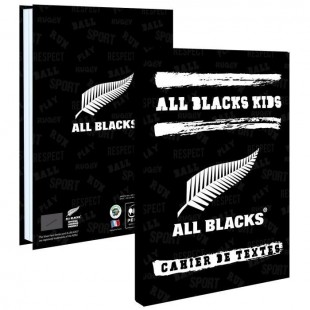 ALL BLACKS Cahier de Texte 193ALL102STD - Lundi au samedi - Couverture cartonnée souple - Papier PEFC Imprim'vert - 15 x 21 cm