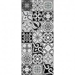 AMADORA Tapis 100% vinyle - Imitation carreau de ciment - 49,5x112,5 cm - Épaisseur 1,5 mm - Noir et Blanc