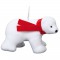 Animaux de Noël : Ours 4 pattes premier prix avec écharpe - H 17 x l 25 x 14 cm - Blanc et rouge