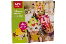 APLI Boîte 3 Masques de Princesse a décorer + Pieces de Mousse + Pompons Brillants