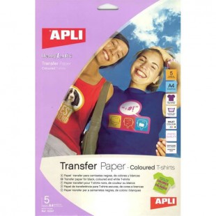 APLI Pochette de 5 Feuilles de Papier de transfert - Pour t-shirt de couleur