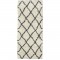 ASMA Tapis de couloir Shaggy - Style berbere - 67 x 180 cm - Creme et marron - Motif géométrique
