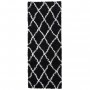 ASMA Tapis de couloir Shaggy - Style berbere - 67 x 180 cm - Noir - Motif géométrique