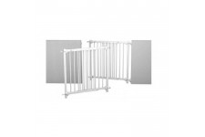 AT4 Barriere de sécurité enfant amovible et portillon - 73-110 cm - Bois laqué - Blanc
