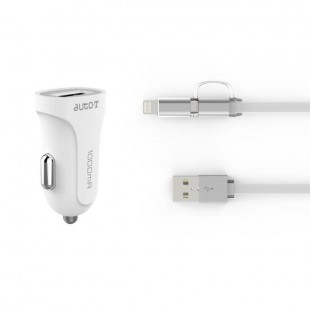 AUTO-T Kit chargeur 12/24V+câble 2en1 micro-USB/IPhone