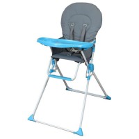 BAMBIKID Chaise Haute Fixe - Gris & Turquoise
