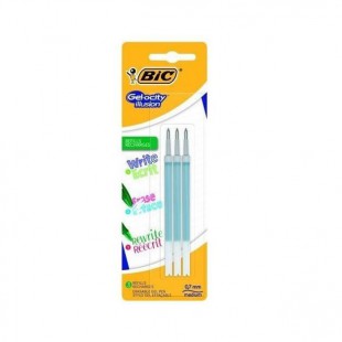 BIC - Lot de 3 Recharges pour stylo roller encre gel effaçable Gelocity Illusion - Vert