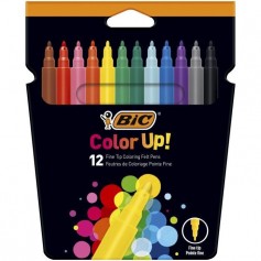 BIC Color Up Feutres de Coloriage a Pointe Fine - Couleurs Assorties, Etui Carton de 12