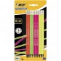 BIC Evolution Fluo Crayons a Papier avec Gomme Intégrée - HB, Blister de 12
