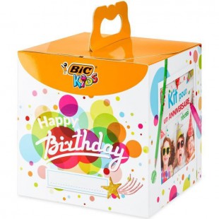 BIC Kids Kit Anniversaire - 12 Crayons de Couleurs/12 Feutres de Coloriage/12 Pastels a l'Huile/6 Tubes de Colle Pailletée/30 St