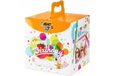 BIC Kids Kit Anniversaire - 12 Crayons de Couleurs/12 Feutres de Coloriage/12 Pastels a l'Huile/6 Tubes de Colle Pailletée/30 St