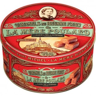 Biscuiterie la Mere Poulard Boite Fer Caramels au Beurre Salé (Rouge) 250g