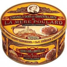 Biscuiterie la Mere Poulard Boite Fer de Caramels Durs et Croustillants Praliné (Jaune) 250g