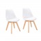 BJORN Lot de 2 chaises de salle a manger - Simili blanc - Scandinave - L 48 x P 57 cm