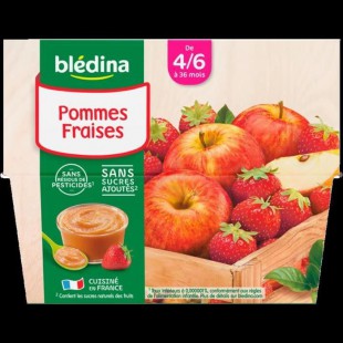 BLEDINA - Coupelles pommes fraises 4x100g