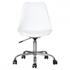 BLOKHUS Chaise de bureau - Simili blanc - Style contemporain - L 52,5 x P 52,5 cm