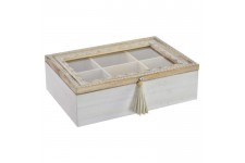 Boîte a infusion Mandala en bois et verre - 24x16x7 cm - Marron