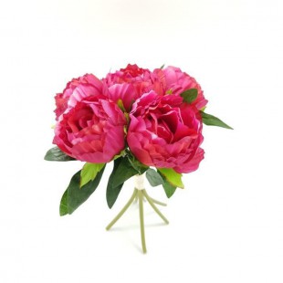 Bouquet déco de pivoines - H 30 cm - Rose vif