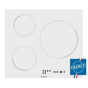 BRANDT BPI6315W - Table de cuisson-Induction-3 zones-7200W-L58xP51cm-Revetement verre-Blanc