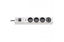 BRENNENSTUHL Multiprise électrique hugo! 3 prises avec 2 prises USB avec parasurtenseur/parafoudre cordon 2m - Blanc