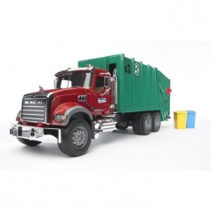 BRUDER - 2812 - Camion poubelle MACK avec 2 poubelles - 69 cms