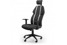 BUZZ Chaise de bureau - Simili et tissu noir - Style urbain - L 63 x P 67 cm