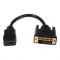 Câble adaptateur de 20 cm HDMI vers DVI-D - Câble adaptateur vidéo de 20 cm HDMI vers DVI-D - HDMI femelle vers DVI mâle