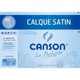 CANSON Pochette Calque Satin 12 feuilles A4 - 90 g