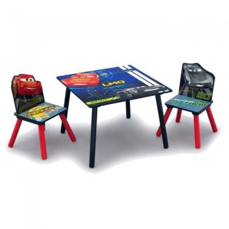 CARS - Ensemble Table et 2 Chaises Bois Enfant - Noir et Multicolore