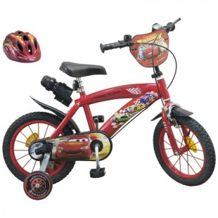 CARS Vélo 14" + Casque - Enfant - Rouge et noir