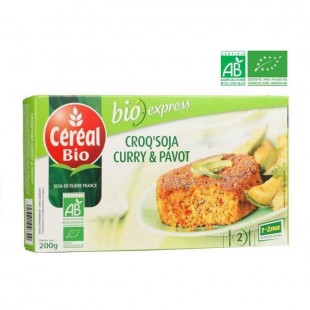 CEREAL BIO Croq'Soja Curry Pavot Bio, spécialité végétale a base de tofu - 200 g