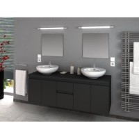 CINA Ensemble salle de bain double vasque L 150 cm - Gris mat