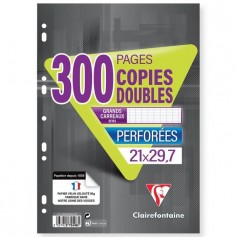 CLAIREFONTAINE - Copies doubles blanches - Perforées - 21 x 29,7 - 300 pages Seyes - Papier P.E.F.C 90G