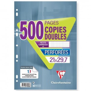 CLAIREFONTAINE - Copies doubles blanches perforées - 21 x 29,7 - 500 pages - 5x5 - Papier P.E.F.C 90G