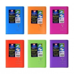 CLAIREFONTAINE Koverbook Carnet piqure avec rabats 96 pages - 90 x 140 mm - 5 x 5 papier PEFC 90 g - 6 couleurs assorties